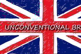 UK flag with Unconventional Brits title