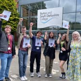 Students celebrate on Results Day at Burton and South Derbyshire College