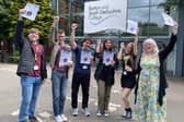 Students celebrate on Results Day at Burton and South Derbyshire College
