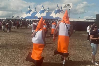 My friends were dressed as traffic cones and were thrilled when everyone wanted a photo with them 