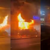 The large blaze at a Birmingham grocery shop, Alum Rock Road, Saltley.