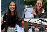 Murray Park Derby school students are in great spirits celebrating exam results. (L>R) Riddhima Varshney, Poppy Smeeton, Archie Hand