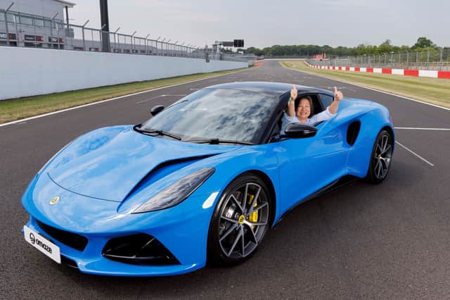 Elizabeth Hon in her brand new 180mph Lotus Emira.