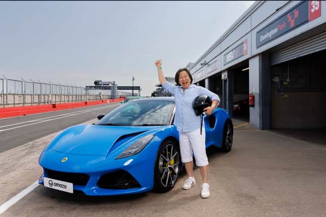 Omaze prize winner Elizabeth Hon took her new set of wheels out for a spin at Donington race circuit