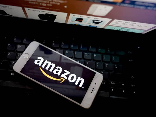 Amazon app seen on a mobile phone. Photo by Edward Smith/Getty Images