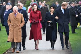 Could Prince Harry and Meghan Markle be heading back to the UK for Christmas? They are pictured here with King Charles, then the Prince of Wales, Prince William, Catherine, Princess of Wales, at St Mary Magdalene Church in Sandringham, Norfolk, on Christmas Day, 2018