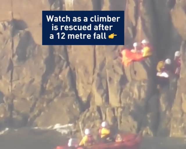 RNLI rescue climber who fell 12m off a cliff