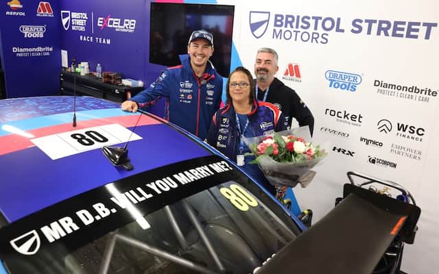 Claire had won the opportunity to display a message of her choice on the car, and with Darren’s passion for motorsport, she knew the setting would make the moment even more memorable.