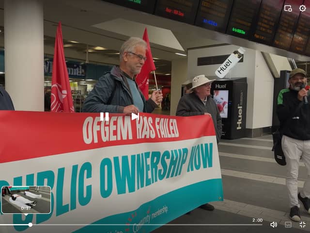 Unite protesters in Birmingham city centre taking a stand against the energy price hike