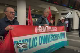 Unite protesters in Birmingham city centre taking a stand against the energy price hike