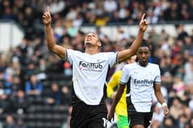 Derby County took on Norwich City at Pride Park Stadium on  September 28, 2024. Here is a photo of a joyous Jerry Yates after the lines-man gives a foul