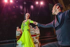 Terri Picton-Clark and dance partner Glenn Badham at the world-famous Blackpool Tower Ballroom