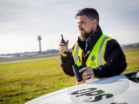 Dave is part of Airfield Operations team at East Midlands Airport. Duties include patrolling the airfield every 20 minutes, shooing away feathered foes, and clearing the runway of snow and ice during winter.