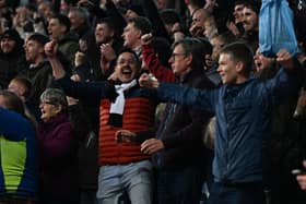 Jubilant Derby County fans after a 2-1 victory over Coventry City