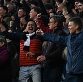 Jubilant Derby County fans after a 2-1 victory over Coventry City
