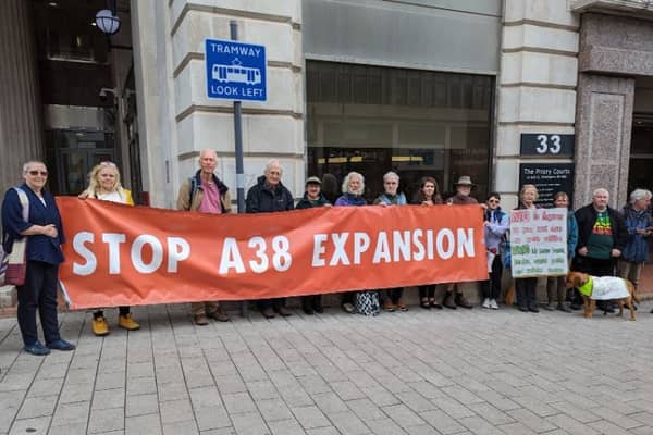 Campaigners against a major expansion of the A38 in Derby made their feelings clear before a vital court hearing began on May 14