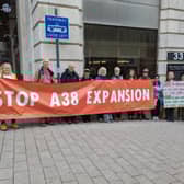 Campaigners against a major expansion of the A38 in Derby made their feelings clear before a vital court hearing began on May 14