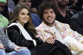 Actress and singer Selena Gomez with music producer Benny Blanco at an Los Angeles Lakers NBA basketball game in January 2024 