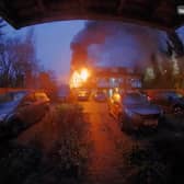 Footage shows a fire in a house in Catford, southeast London, which was caused by an e-bike battery.