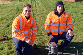 Jonny Bevan (L), and Duncan Turner (R) are Severn Trent drone pilots. Harnessing the new tech could mean rapidly responding to leaks and conducting remote surveys of sites across a large expanse of land.