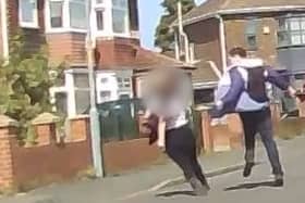 The moment Ellis Dismore attacked the underage girl in the street.