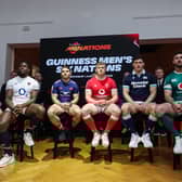 Scotland co-captain Rory Darge with the other Six Nations skippers, from left Italy's Michele Lamaro, England's Maro Itoje, France's Antoine Dupont, Wales' Jac Morgan and Ireland's Caelan Doris.