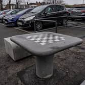 The chess board was erected, along with concrete seating, next to the pay and display machine in Winchester Street car park in Sherwood, Nottingham