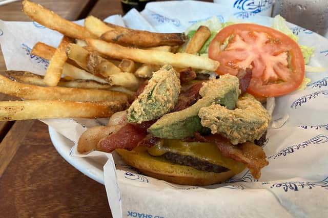 An avocado burger at the Salt Life food shack on Amelia Island