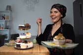 Photo of business owner with vegan cupcakes
