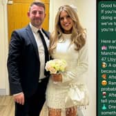 Couple surprise wedding guests with WhatsApp invite on the day.