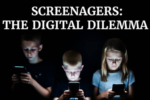A photo of children using smartphones