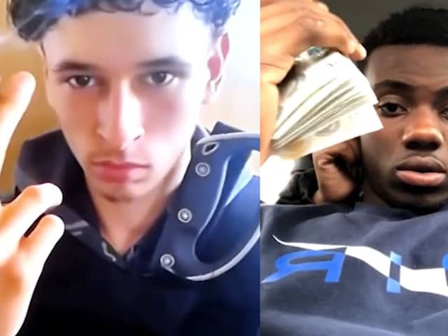 Sheffield gang members pose with wads of cash and machete.
