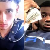 Sheffield gang members pose with wads of cash and machete.