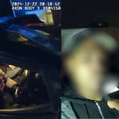 Drink driver caught drinking pint of beer at wheel of his car.