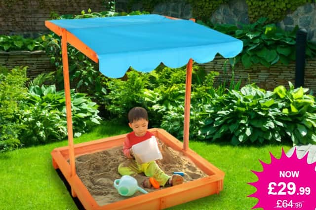 Wooden Garden Sand Pit with Adjustable Canopy £29.99