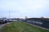 The scene near Heathrow airport terminal 5 which has been shut due to an electrical fire