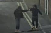 Ramaray Treasure and Leon Sykes fist bump moments after raining blows on a man with West Street with knives in hand.