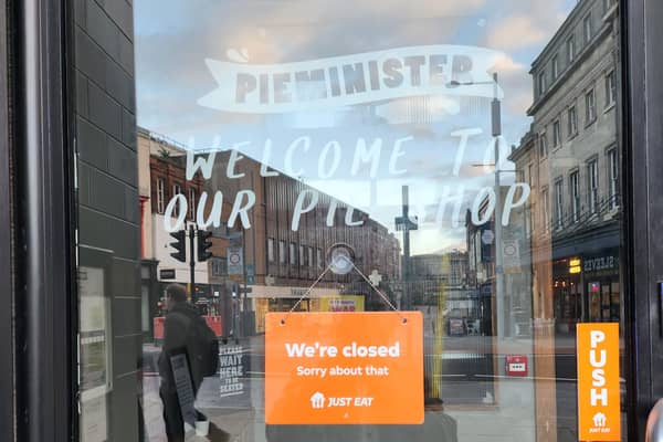 Derby Pieminister restaurant has a closed sign displayed, amid ongoing roadworks in the area