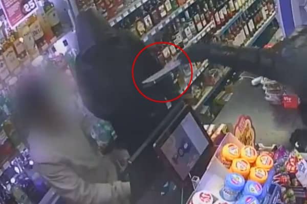 Balaclava-clad teen threatens shop owner at knifepoint.
