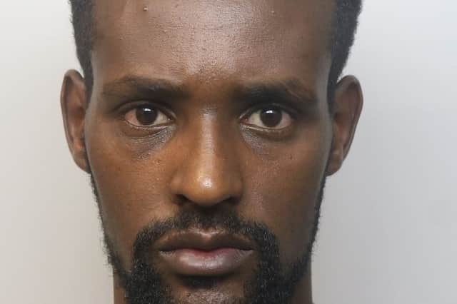 Abdulsalam Hassan spotted his victim on Burton Road Derby,
returning home to arm himself with a dumbbell and lying in wait for the man