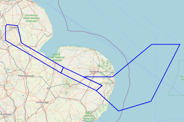 The route for the rehearsal flypast on April 28