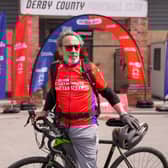 A group of cyclists representing Derby County set off from Derby on their leg of the Sky Bet EFL Every Minute Matters Relay to Nottingham