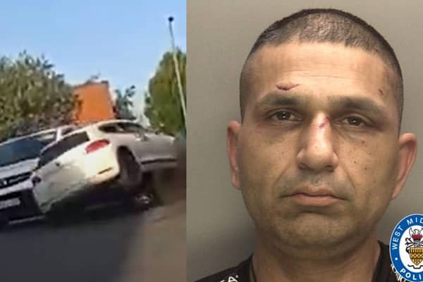 Man rams police vehicles.