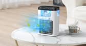 The cooling unit sprays a mist towards you, giving you relief from the heat