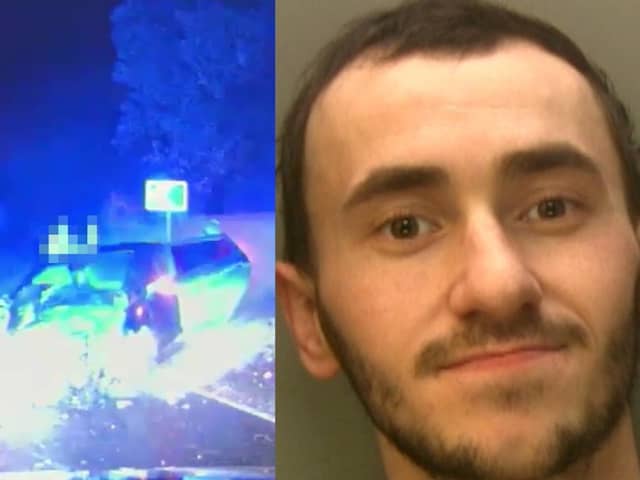 Brandon Lee crashed into a phone box - during a 100mph police chase - causing woman life-changing injuries.
