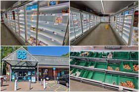 Bare shelves at Ecclesall Road's Co-op due to a cyber-attack.
