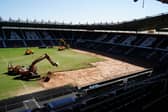 Derby County's Pride Park Stadium is undergoing a pitch revamp