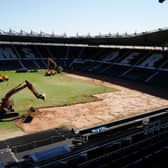 Derby County's Pride Park Stadium is undergoing a pitch revamp
