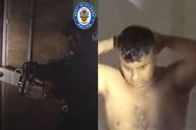 Police break through gang leader’s front door using chainsaw.