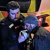 Gavin Twist does a breathalyser test.